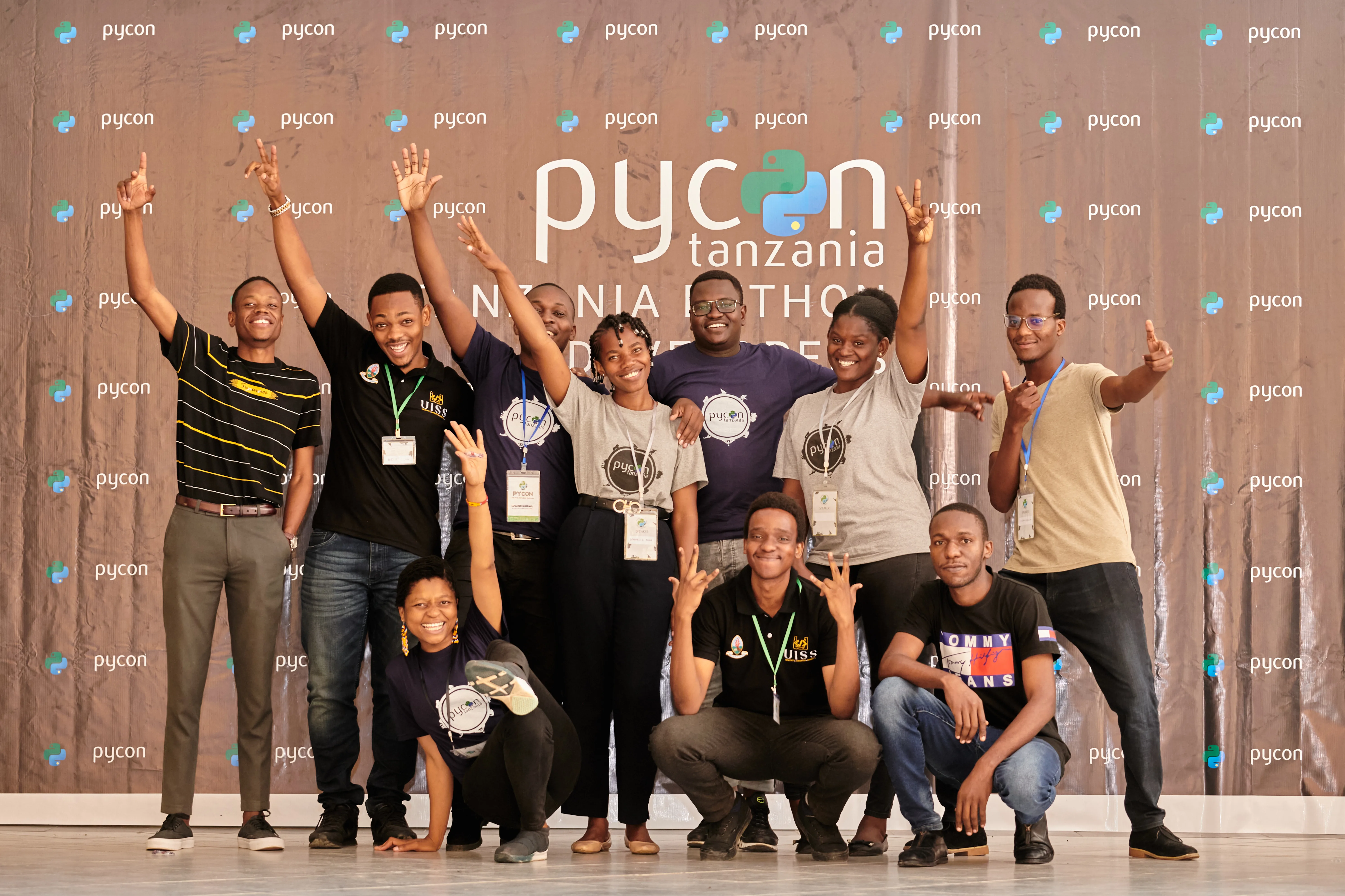 The full cohort of attendees gathered at a Python Tanzania event